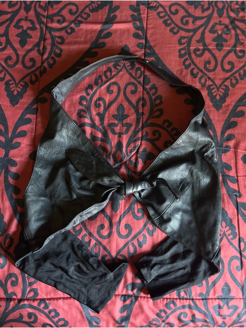 Vintage Black Leather Bow Halter Top